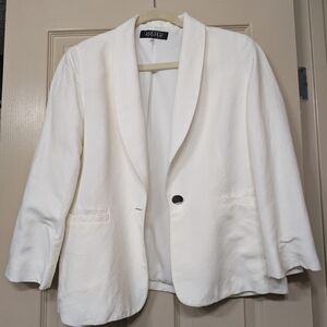 Kasper White Blazer with Shawl Collar and Textured Fabric